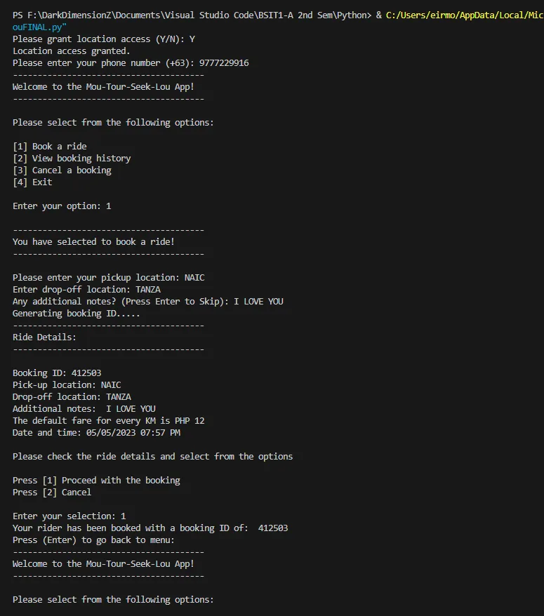Mou-Tour-Seek-Lou Ride Booking screenshot 1